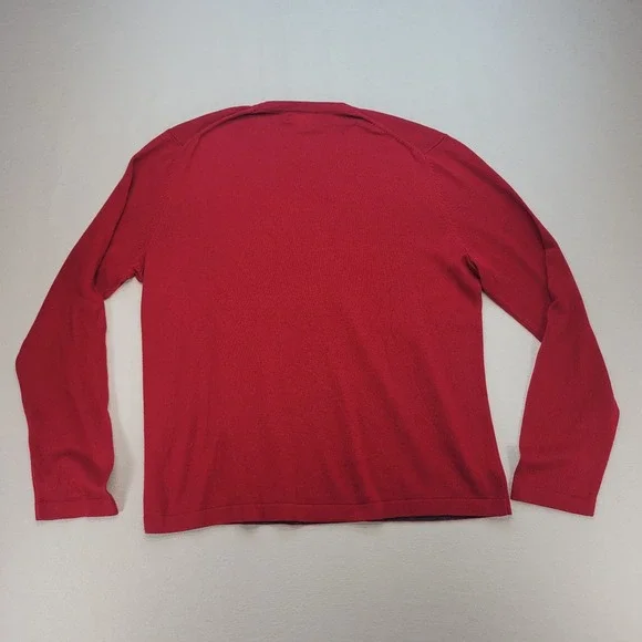 Banana Republic Sweater Womens Large Red Cashmere Silk Crewneck Preppy Holiday - Picture 3 of 11
